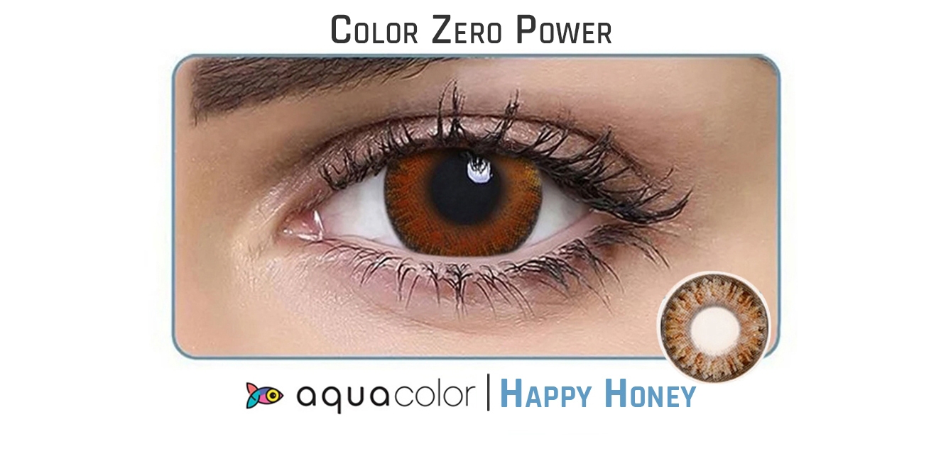 Aqua Color Happy Honey Monthly Disposable Color Lenses 2 Lenses Box Plano