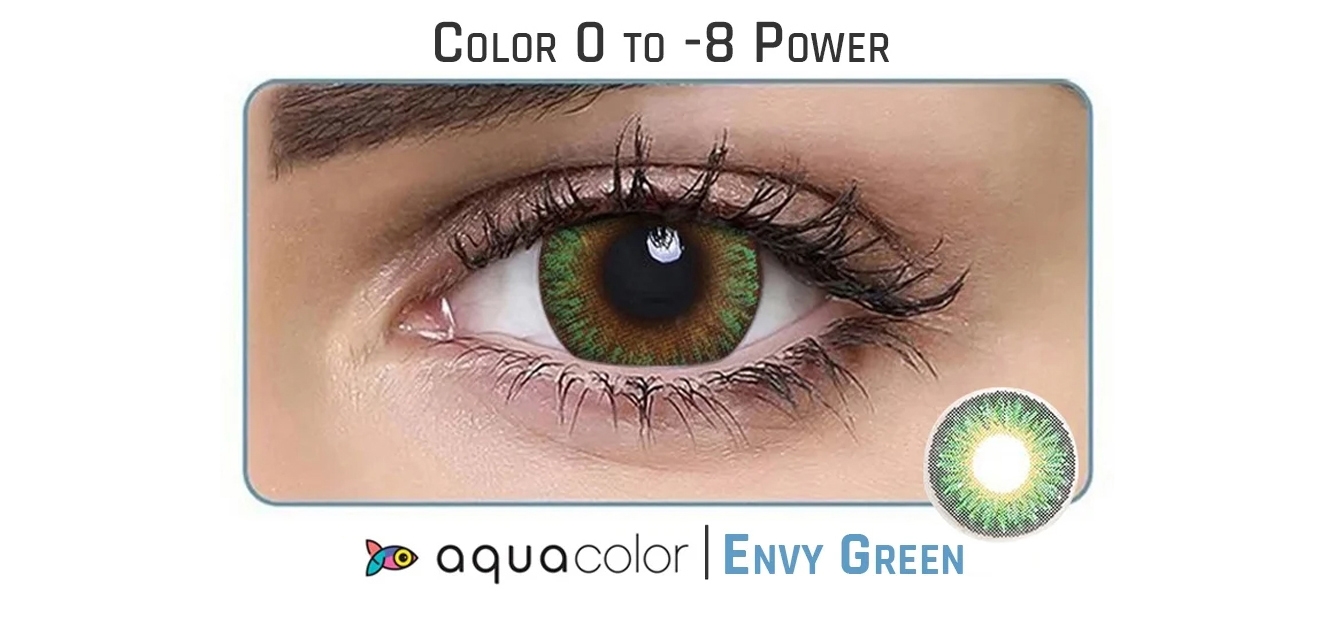 Aqualens Envy Green Color Contact Lens 1 Lens Box