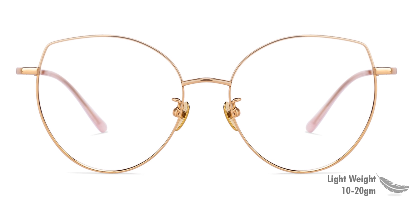 Buy Golden Pink Full Rim Cat Eye Large Size 54 John Jacobs Pro