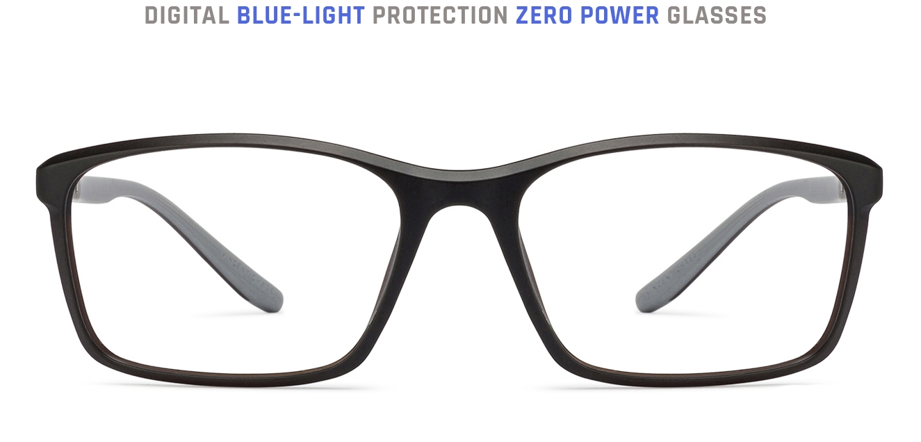 Matte Brown Grey Full Rim Rectangle Medium Size 52 Vincent Chase Vc E11384 C4 Computer Eyeglasses With Blu Zero Power Lenses At Lenskart Com