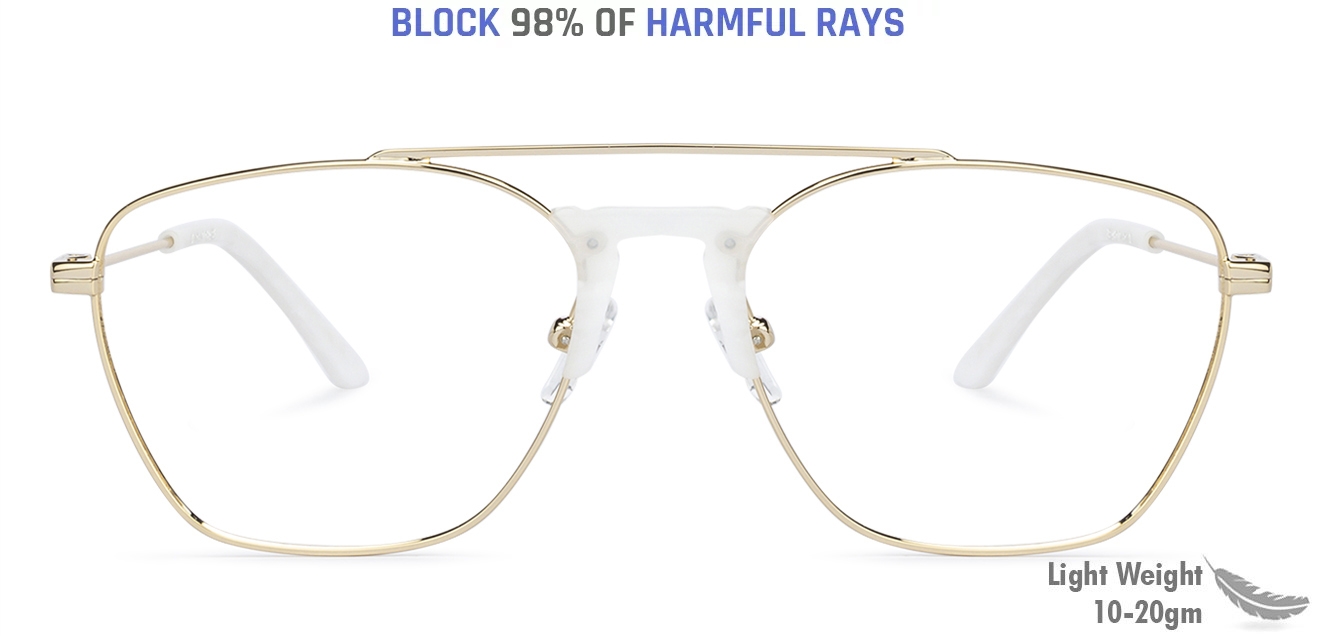 Buy Golden White Full Rim Wayfarer Large Size 54 Vincent Chase