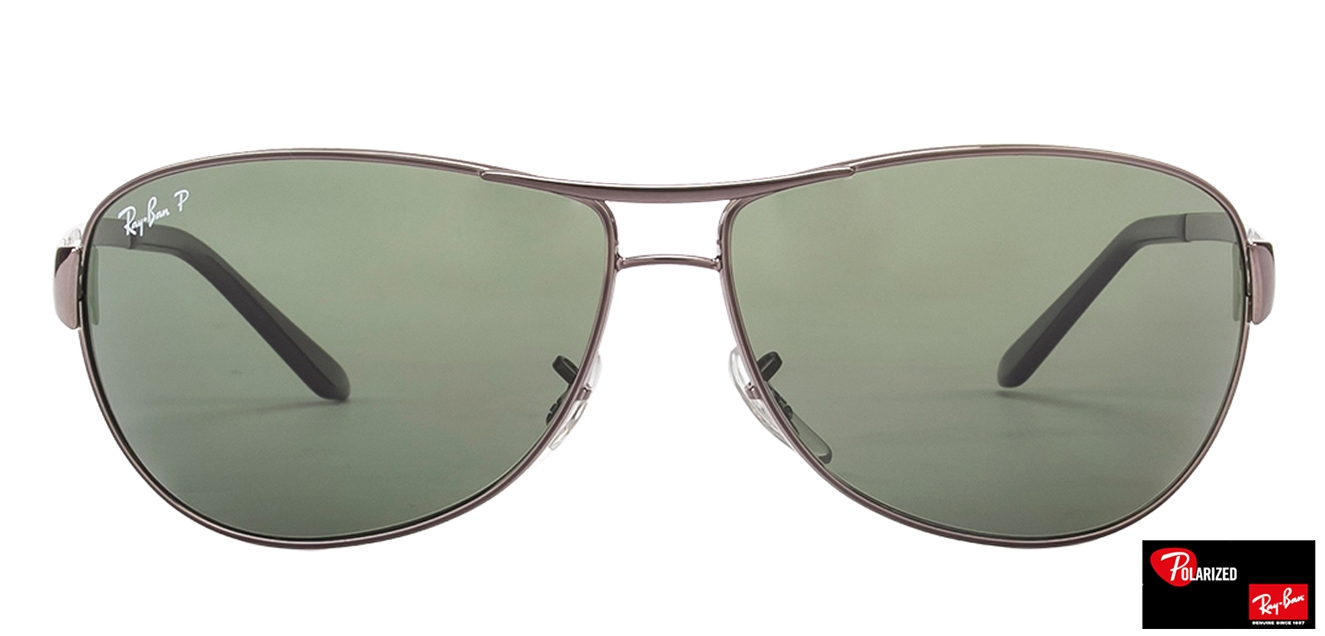 Shop online for Ray-Ban RB3342 Large (Size-63) Gunmetal Green 004/58 Men Polarized Sunglasses