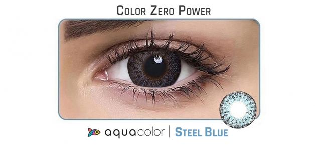 Aqua Color Steel Blue Monthly Disposable Color Contact Lens 2 Lens Box