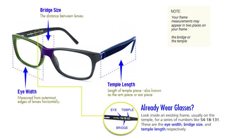 Frame Size Guide Sunglasses 